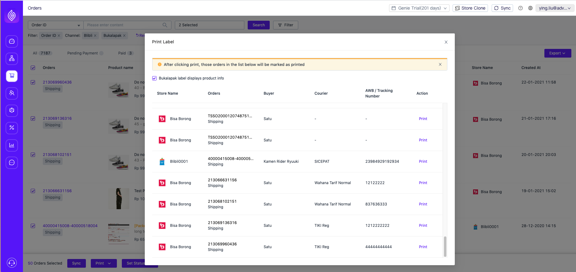 What is Print Shipping Label in Bulk ? - Ginee