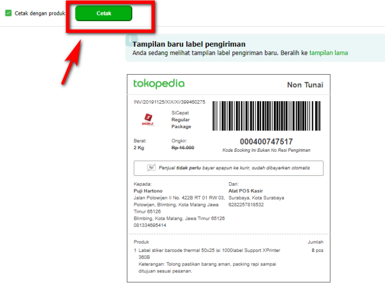 Cara Print Resi Tokopedia Atau Label Kirim Dengan Mudah Ginee